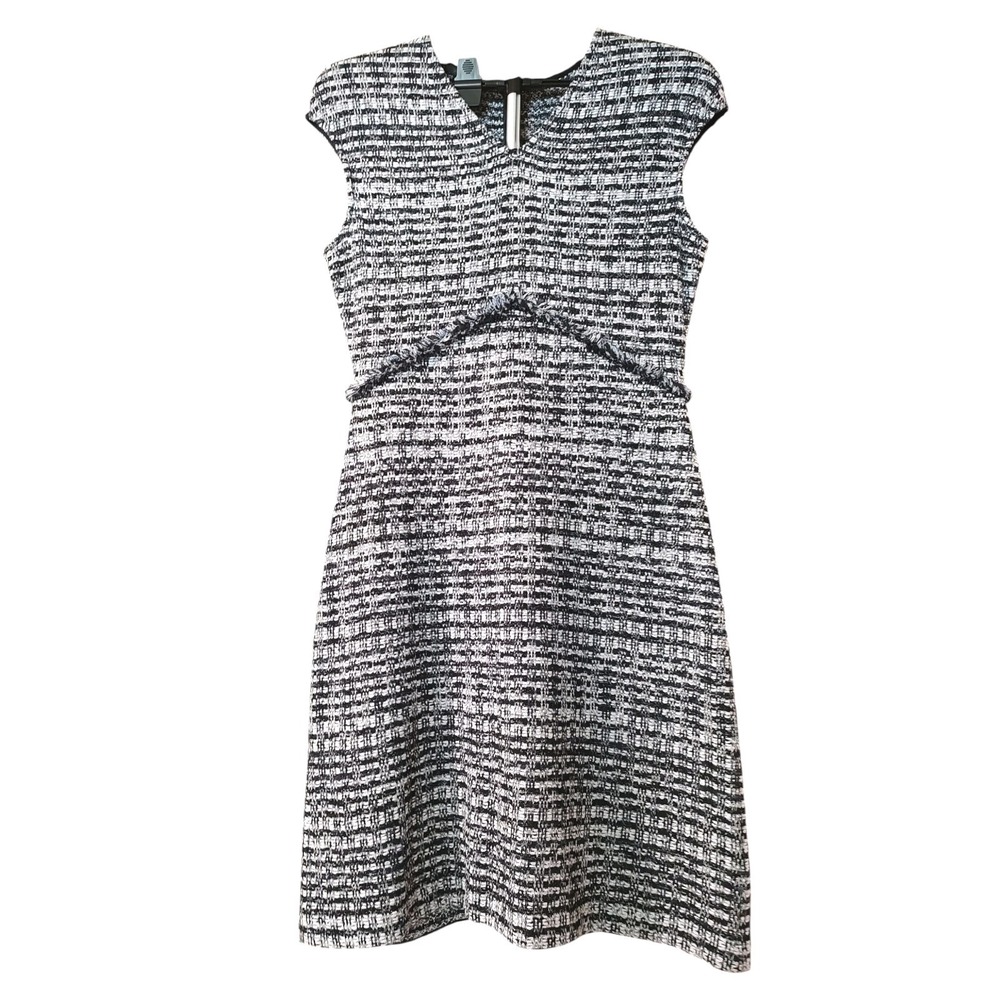 ST. JOHN Knits Multi Tweed Shift Dress Size 6 Luxury Old Money Elegant Designer - Picture 2 of 12
